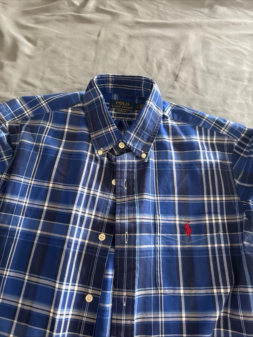 Polo by Ralph Lauren Blue and White Plaid Men's Shirt